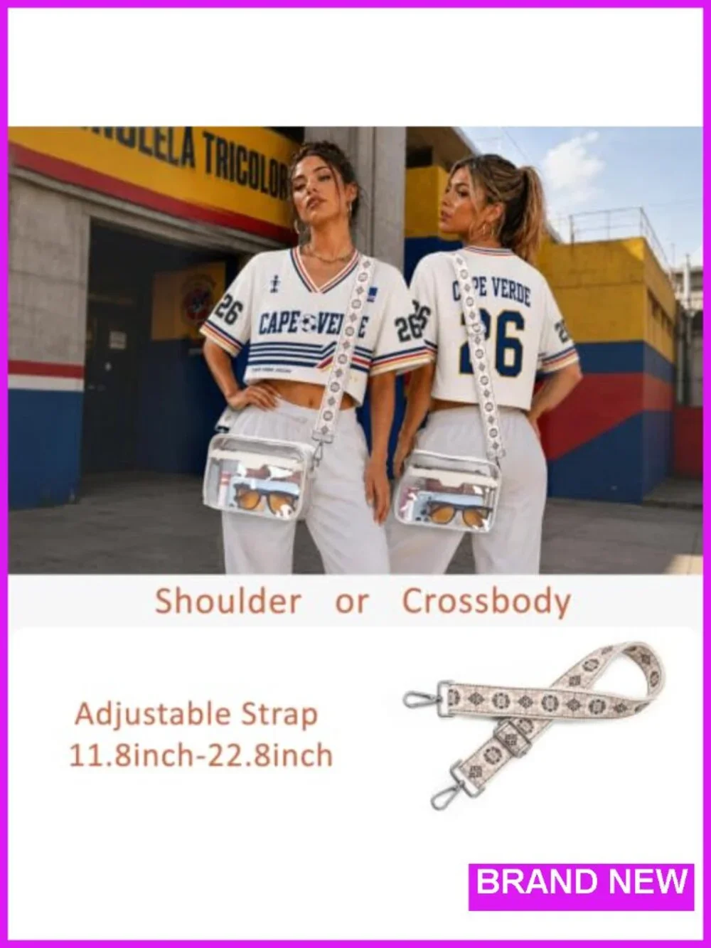 Clear Crossbody Bag for Stadium Approved Concerts, Waterproof PVC, Adjustable